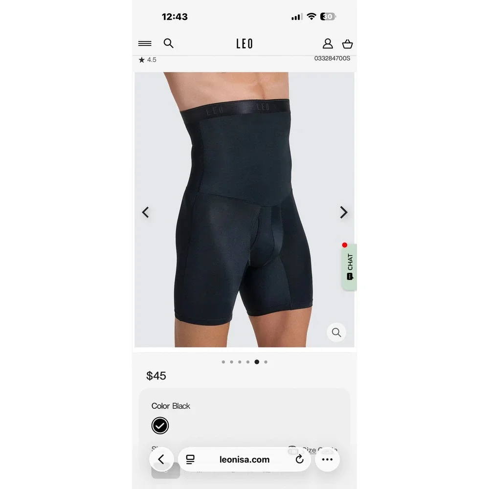 High-Waisted Stomach Shaper Boxer Brief Men's Shapewear Moderate Compression NWT
